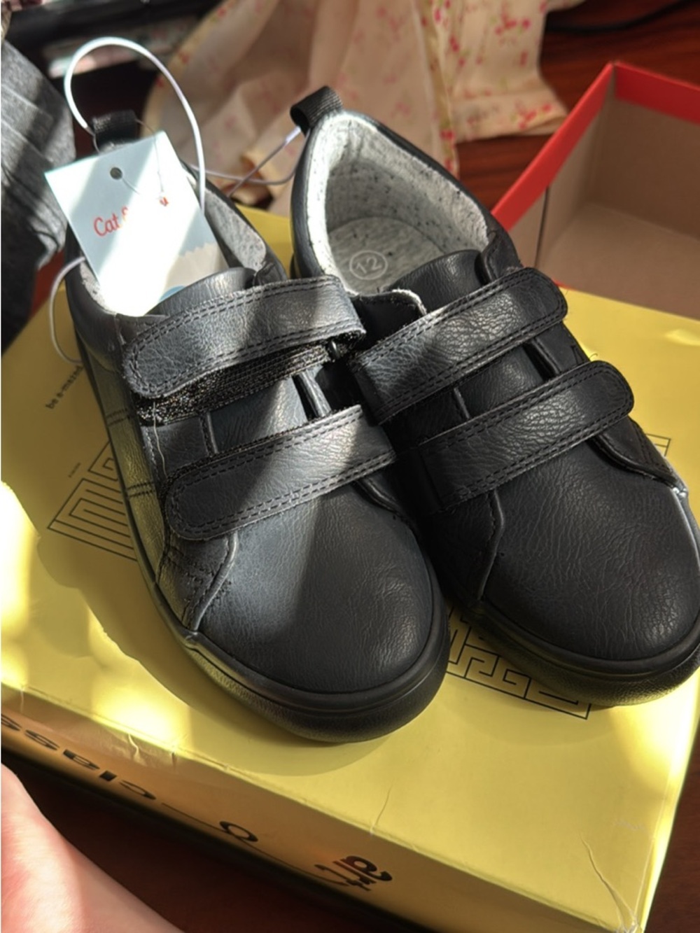 Cat & Jack Black Double Velcro Kids Sneakers